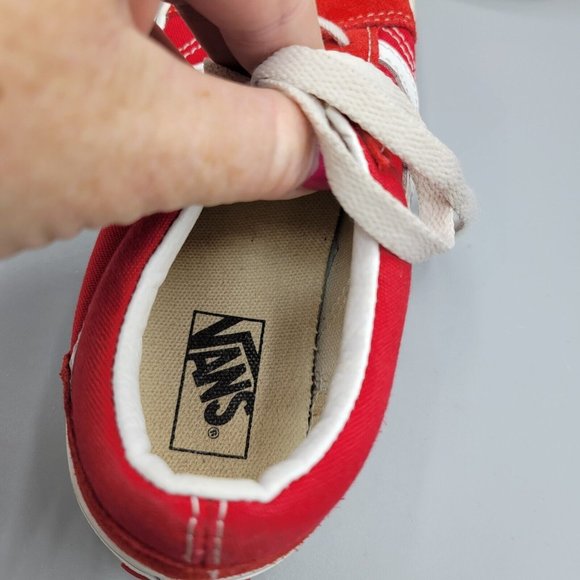 VANS Off the Wall Pre-owned Red Suede Tie Sneakers - sz. 2 - Picture 7 of 11
